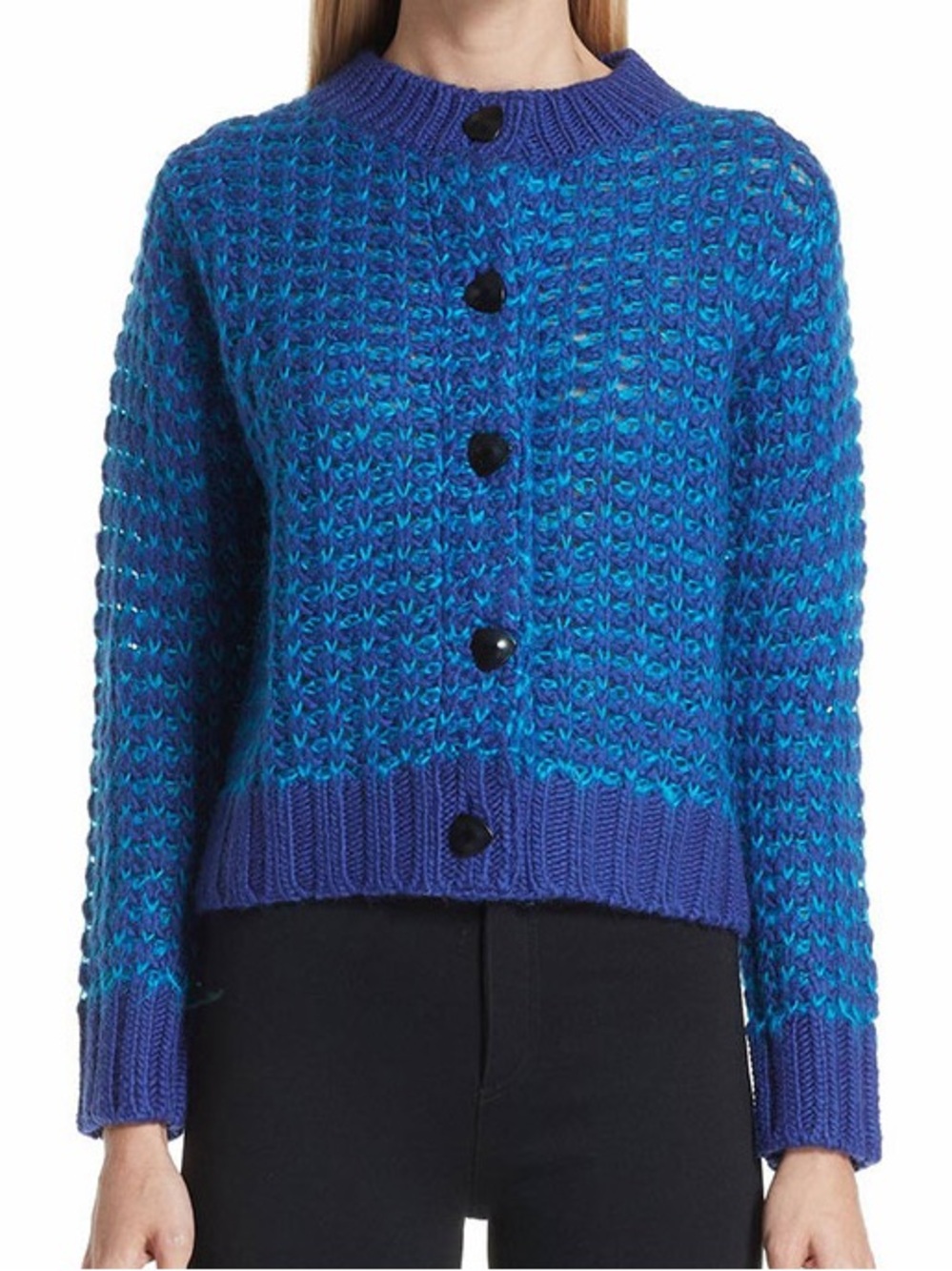 Simon Miller Blue and Teal Chunky Knit Button Cardigan